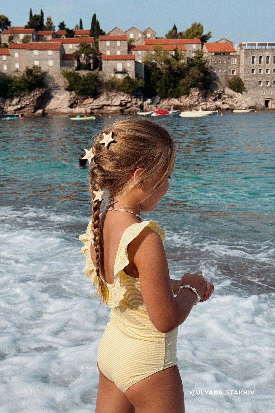 Emmeline Swimsuit - Camomile Stripe Childrens Swimwear from Jamie Kay USA