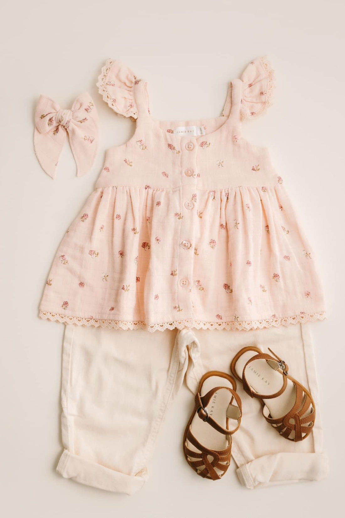 Organic Cotton Muslin Cassie Top - Meredith Morganite Childrens Top from Jamie Kay USA