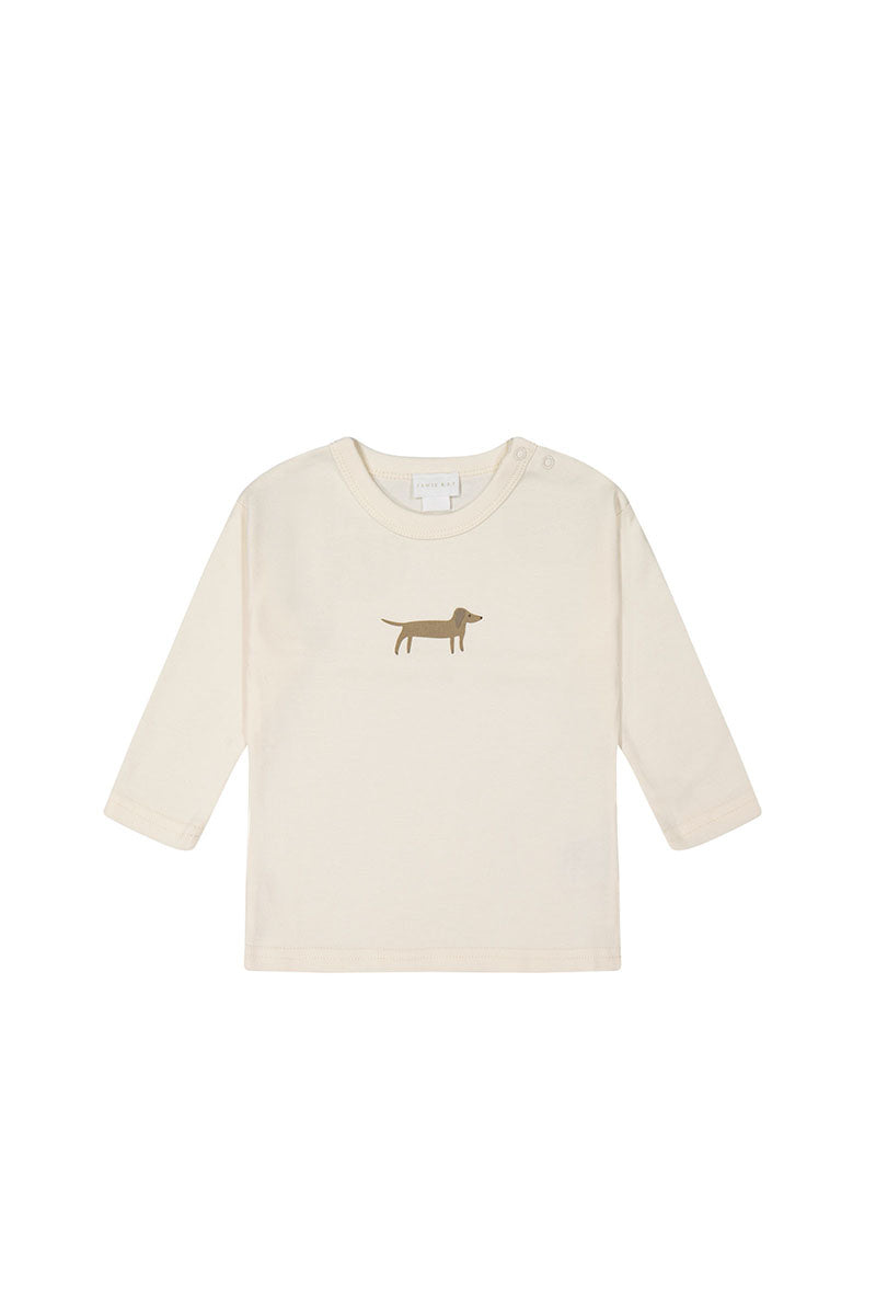 Pima Cotton Arnold Long Sleeve Top - Cloud - Basil Childrens Top from Jamie Kay USA