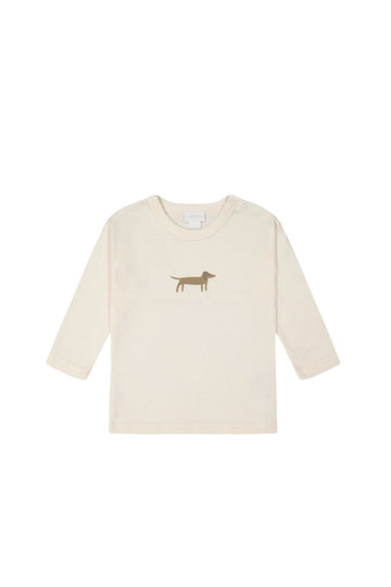 Pima Cotton Arnold Long Sleeve Top - Cloud - Basil Childrens Top from Jamie Kay USA