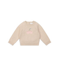 Audrey Jumper - Oatmeal Marle Cherry Love Childrens Jumper from Jamie Kay USA