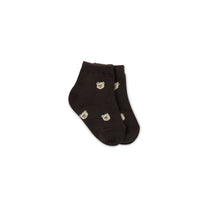 Bobbie Bear Sock - Jacquard Brownie Childrens Sock from Jamie Kay USA