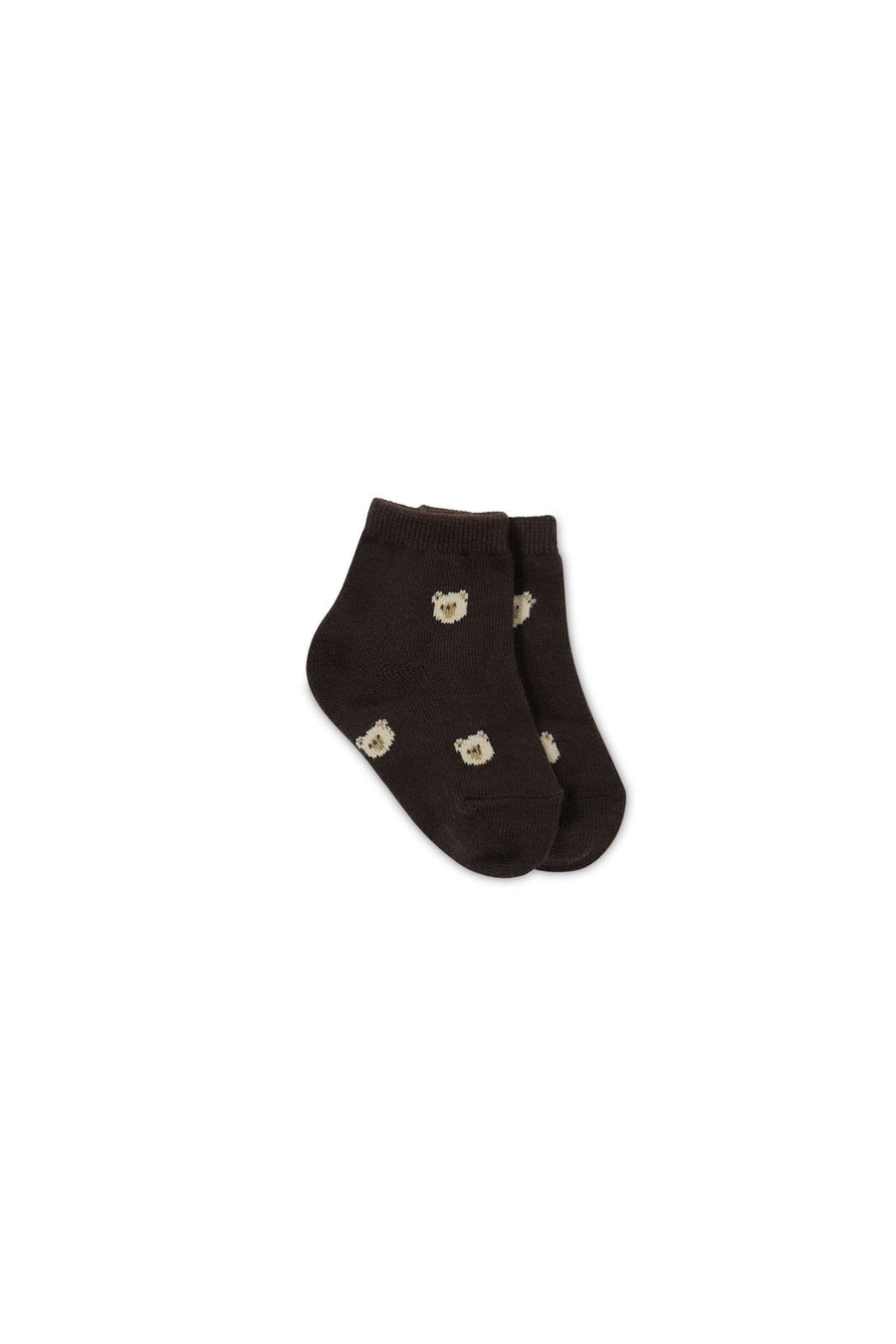 Bobbie Bear Sock - Jacquard Brownie Childrens Sock from Jamie Kay USA