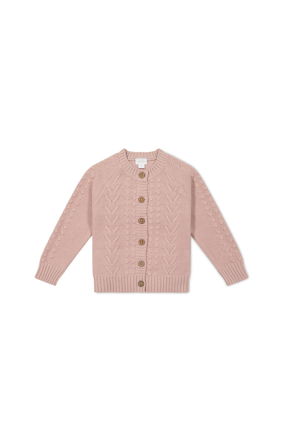 Cable Knit Cardigan - Shell Pink Childrens Cardigan from Jamie Kay USA