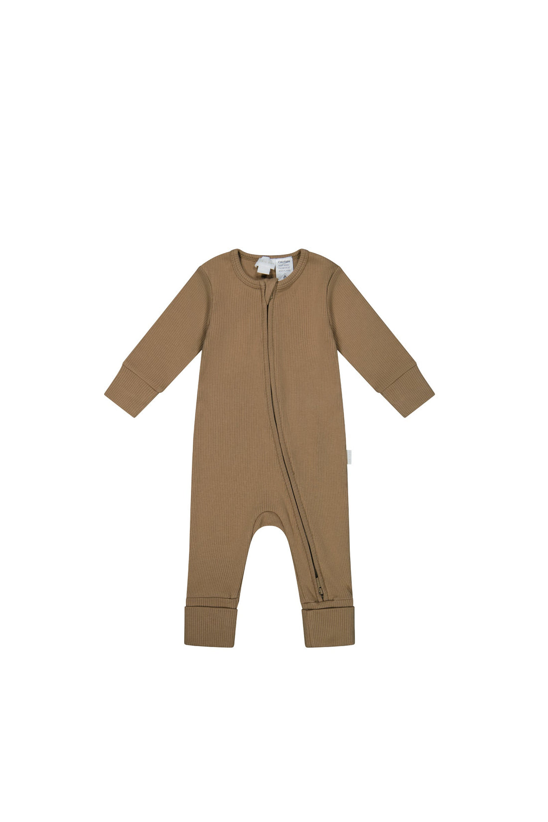 Organic Cotton Fine Rib Gracelyn Onepiece - Caramel Childrens Onepiece from Jamie Kay USA