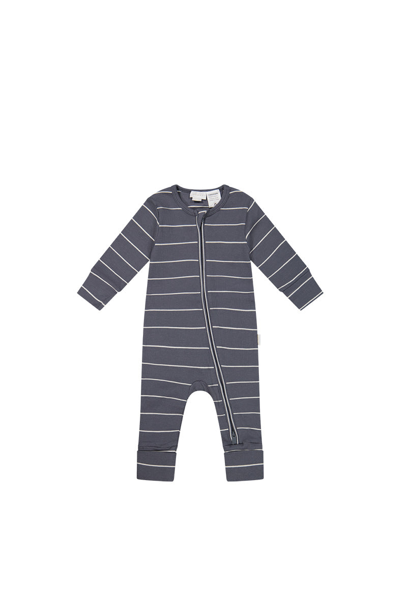 Organic Cotton Fine Rib Gracelyn Onepiece - Gracelyn Stripe Lava/Cloud Childrens Onepiece from Jamie Kay USA