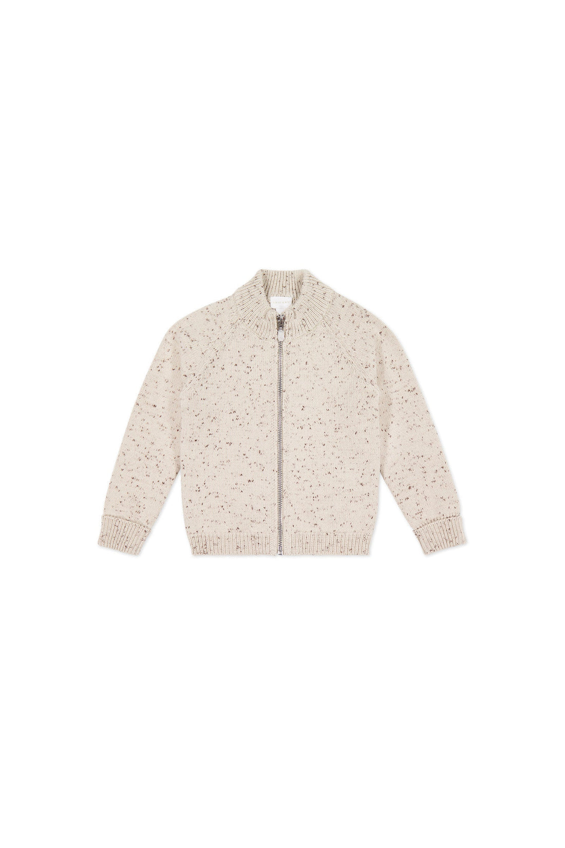 Dean Knit Zip Jacket - Oatmeal Shitake Dot Childrens Jacket from Jamie Kay USA