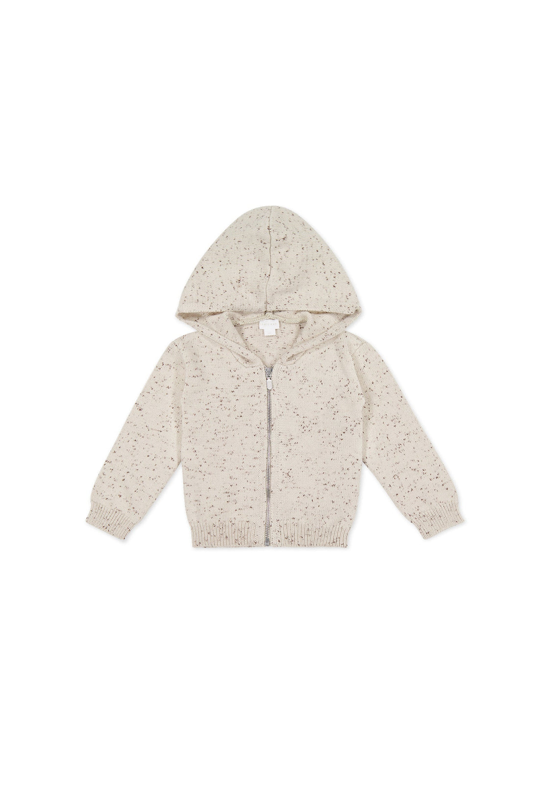 Dillon Knit Zip Hoodie - Oatmeal Shitake Dot Childrens Jacket from Jamie Kay USA