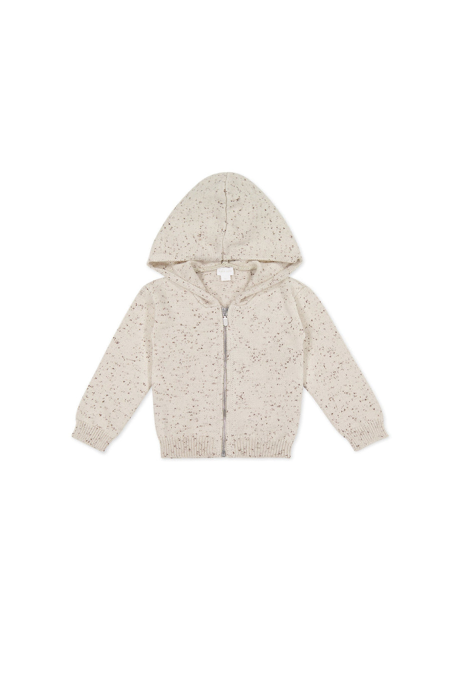 Dillon Knit Zip Hoodie - Oatmeal Shitake Dot Childrens Jacket from Jamie Kay USA