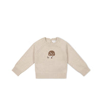 Ethan Jumper - Oatmeal Marle Jacquard Mushroom House Childrens Jumper from Jamie Kay USA