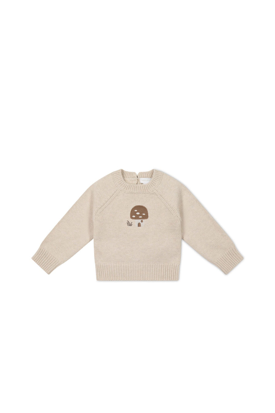 Ethan Jumper - Oatmeal Marle Jacquard Mushroom House Childrens Jumper from Jamie Kay USA