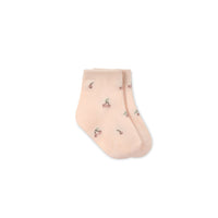 Jacquard Floral Sock - Cherry Love Blush Childrens Sock from Jamie Kay USA