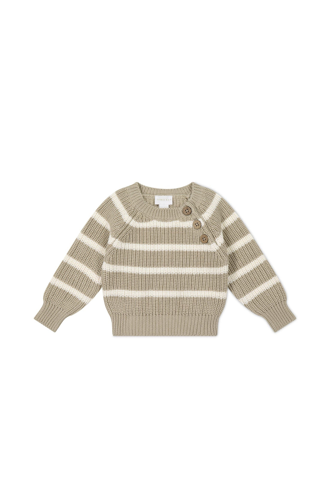 Frankie Jumper - Vintage Taupe/Cloud Stripe Childrens Jumper from Jamie Kay USA