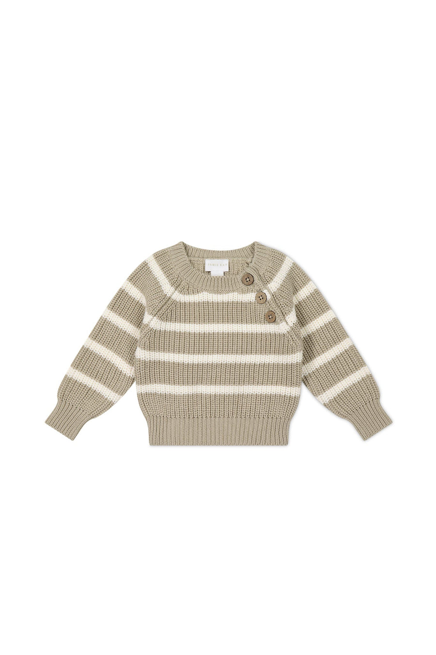 Frankie Jumper - Vintage Taupe/Cloud Stripe Childrens Jumper from Jamie Kay USA