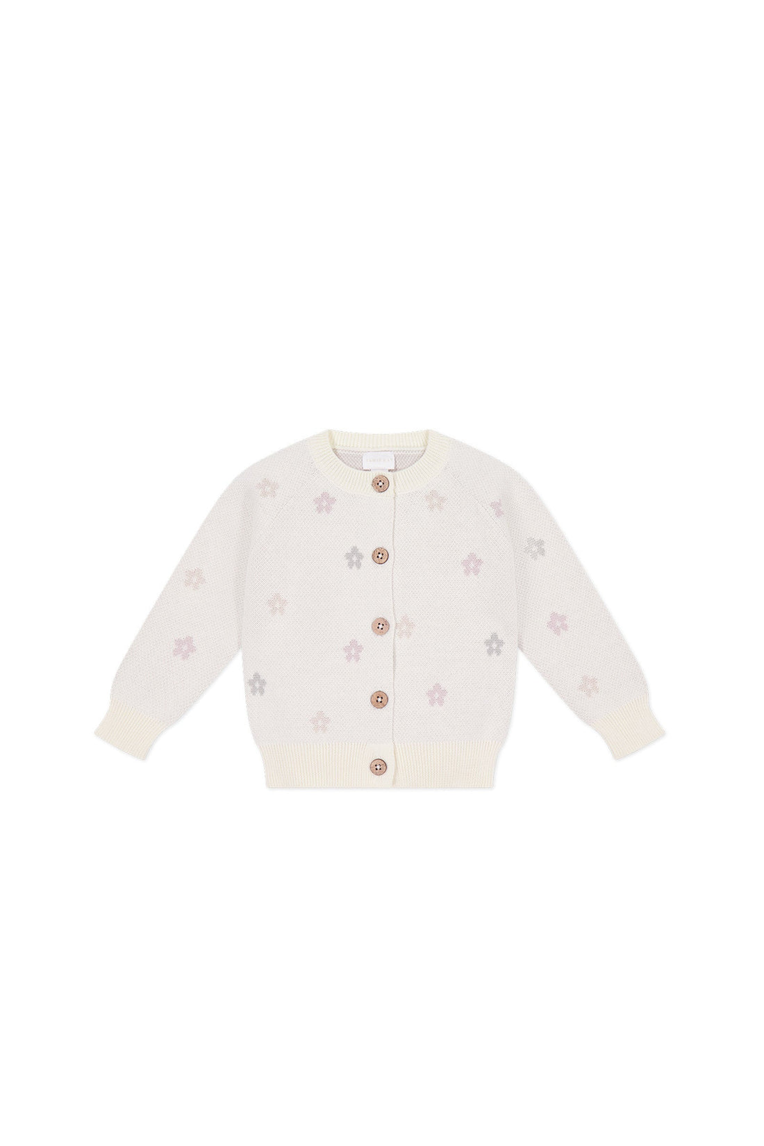 Harper Cardigan - Fifi Egret Jacquard Childrens Cardigan from Jamie Kay USA