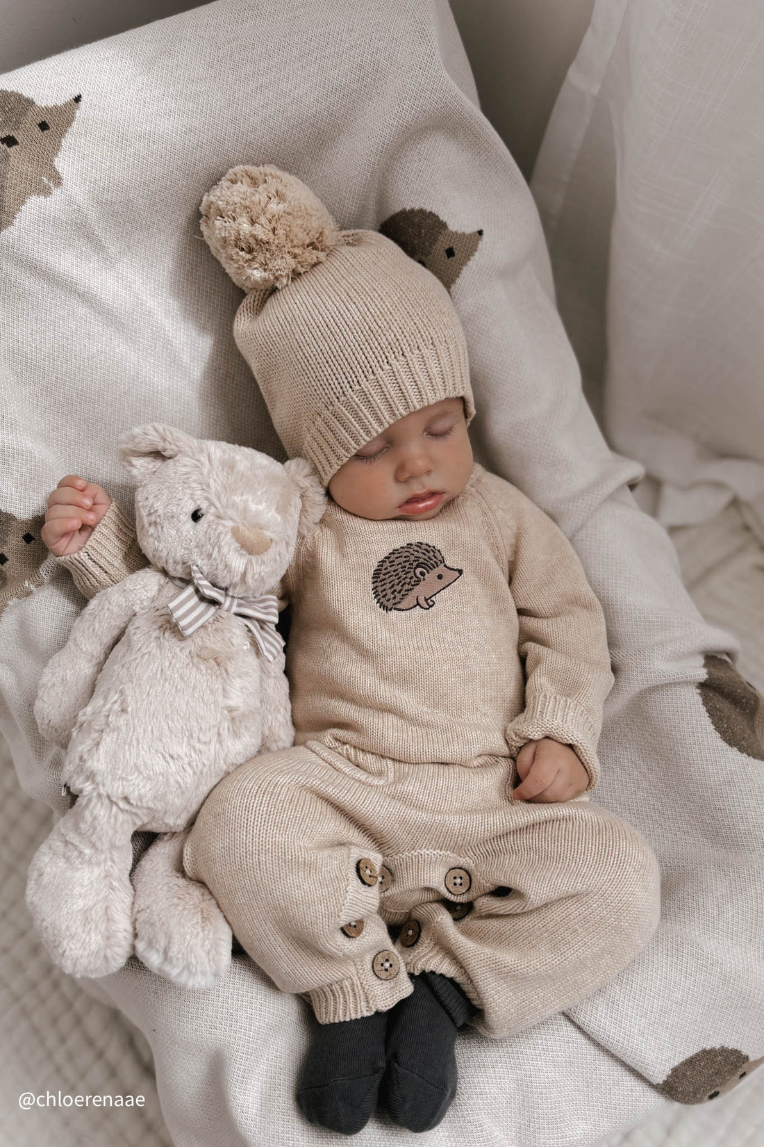 Theo Onepiece - Oatmeal Marle Hedgehog Childrens Onepiece from Jamie Kay USA