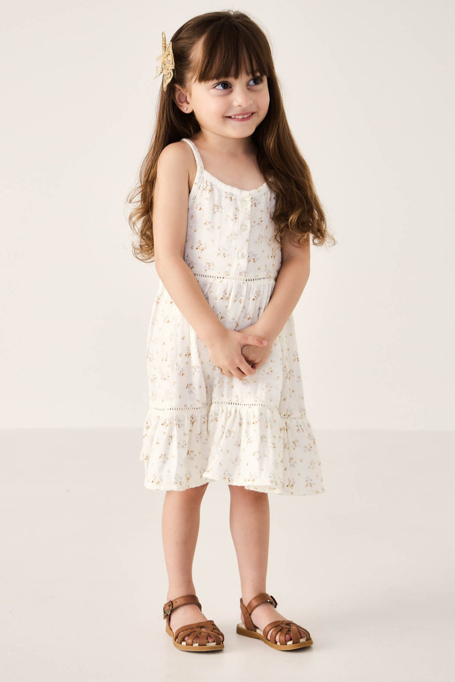 Organic Cotton Muslin Hazel Dress - Nina Watercolour Floral Childrens Dress from Jamie Kay USA