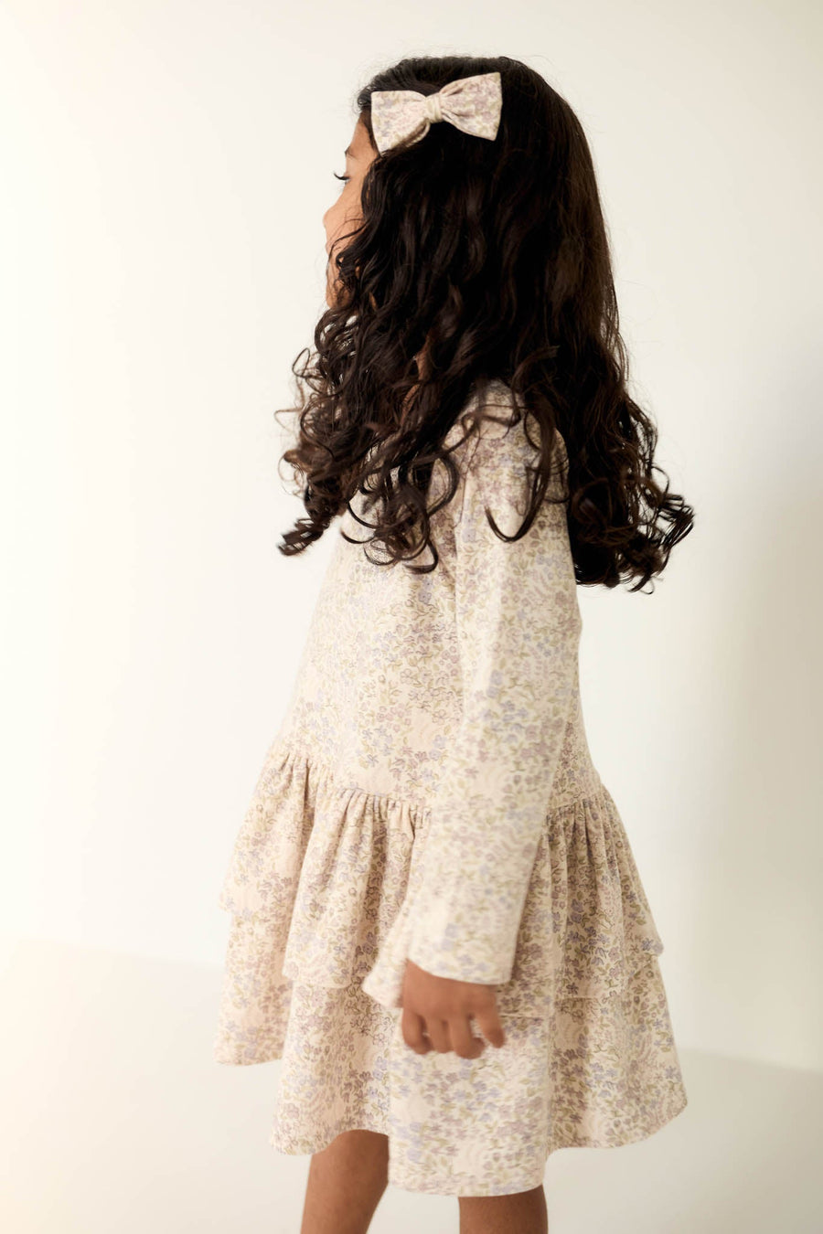 Organic Cotton Fayette Dress - April Floral Mauve Childrens Dress from Jamie Kay USA