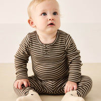 Organic Cotton Modal Long Sleeve Bodysuit - Bear/Cassava Childrens Bodysuit from Jamie Kay USA