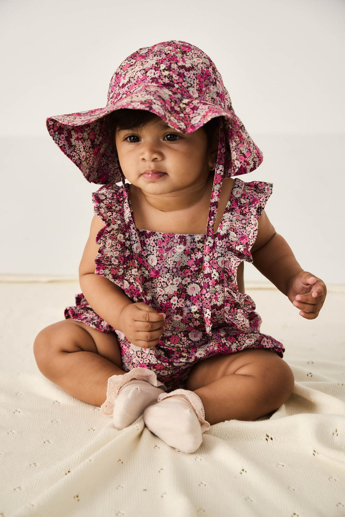 Organic Cotton Madeline Playsuit - Garden Print Childrens Playsuit from Jamie Kay USA
