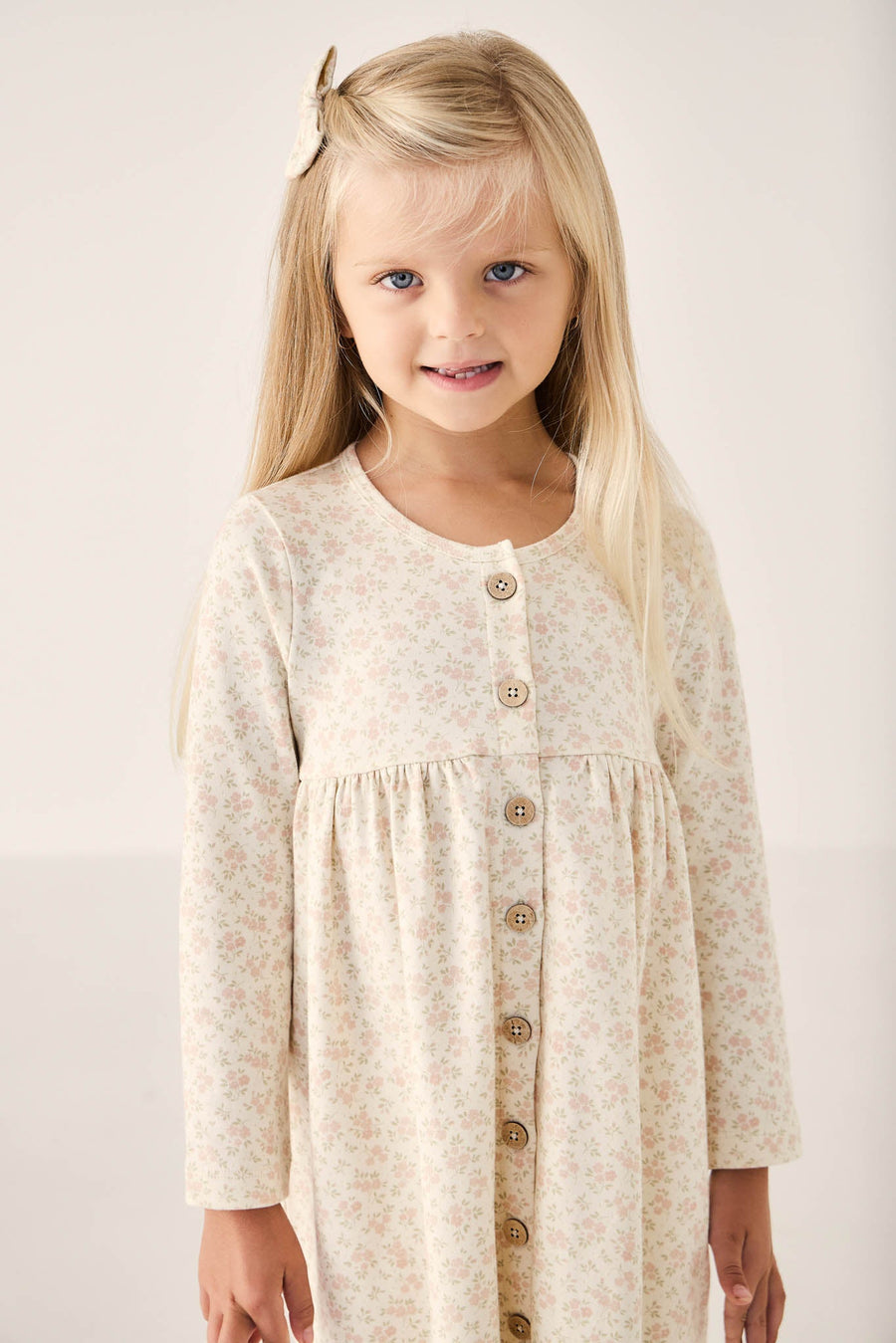 Organic Cotton Poppy Dress - Rosalie Floral Mauve Childrens Dress from Jamie Kay USA