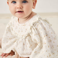 Organic Cotton Muslin Frances Playsuit - Nina Watercolour Floral Childrens Playsuit from Jamie Kay USA
