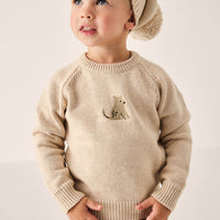 Ethan Jumper - Oatmeal Marle Leopard Childrens Jumper from Jamie Kay USA