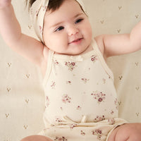 Organic Cotton Bridget Singlet Bodysuit - Lauren Floral Tofu Childrens Bodysuit from Jamie Kay USA