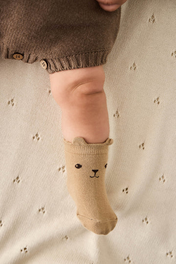 George Bear Ankle Sock - Bronzed Marle Childrens Sock from Jamie Kay USA