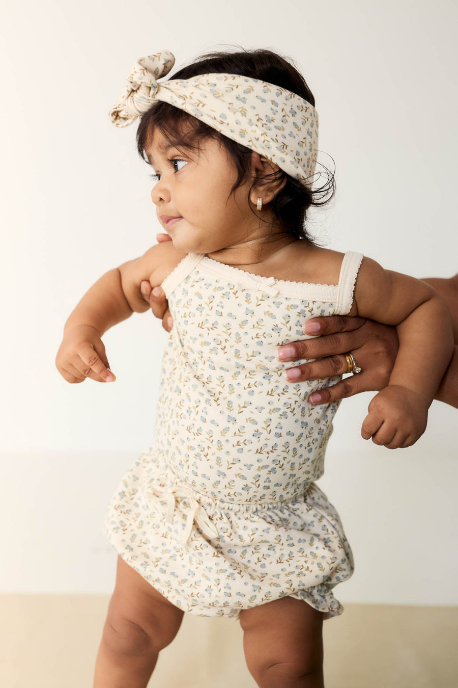 Organic Cotton Bridget Singlet Bodysuit - Blueberry Ditsy Childrens Bodysuit from Jamie Kay USA