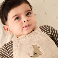 Ethan Playsuit - Oatmeal Marle Leopard Childrens Playsuit from Jamie Kay USA