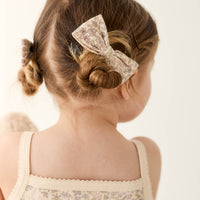 Organic Cotton Bow 2PK - April Floral Mauve Childrens Bow from Jamie Kay USA