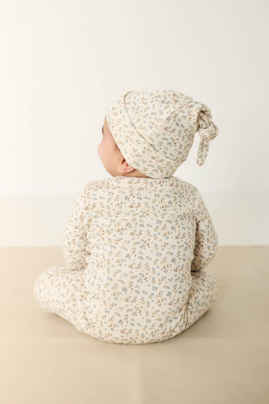 Organic Cotton Knot Beanie - Blueberry Ditsy Childrens Hat from Jamie Kay USA