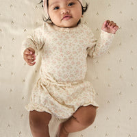 Organic Cotton Long Sleeve Bodysuit - Rosalie Floral Mauve Childrens Bodysuit from Jamie Kay USA