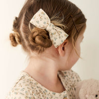 Organic Cotton Bow 2PK - Blueberry Ditsy Childrens Bow from Jamie Kay USA