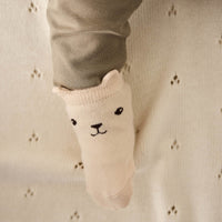 George Bear Ankle Sock - Egret Childrens Sock from Jamie Kay USA