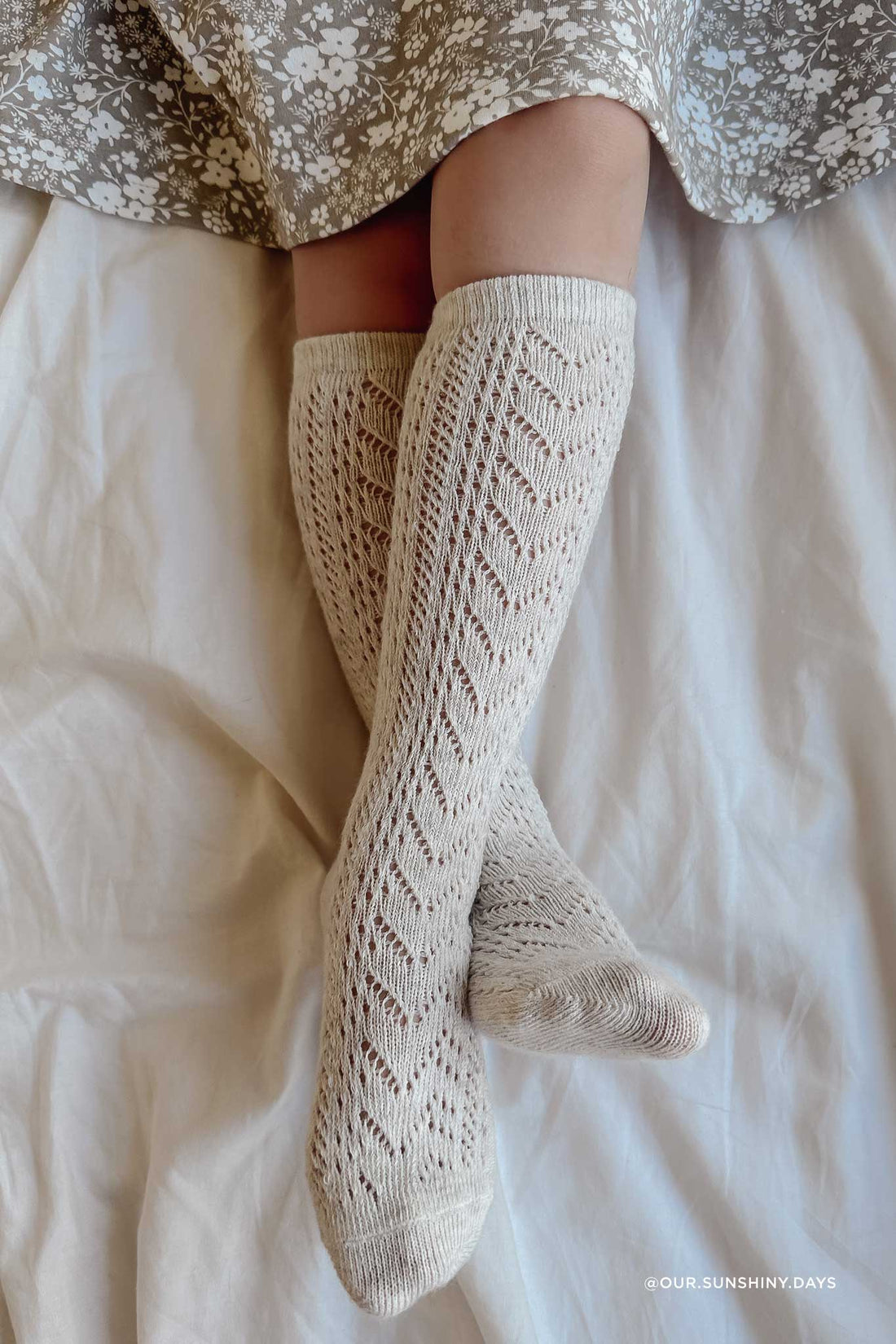 Cable Weave Knee High Sock - Light Oatmeal Marle