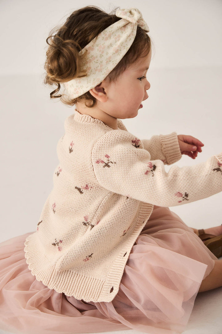 Delilah Cardigan - Delilah Jacquard Misty Rose Childrens Cardigan from Jamie Kay USA