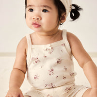 Organic Cotton Bridget Singlet Bodysuit - Lauren Floral Tofu Childrens Bodysuit from Jamie Kay USA