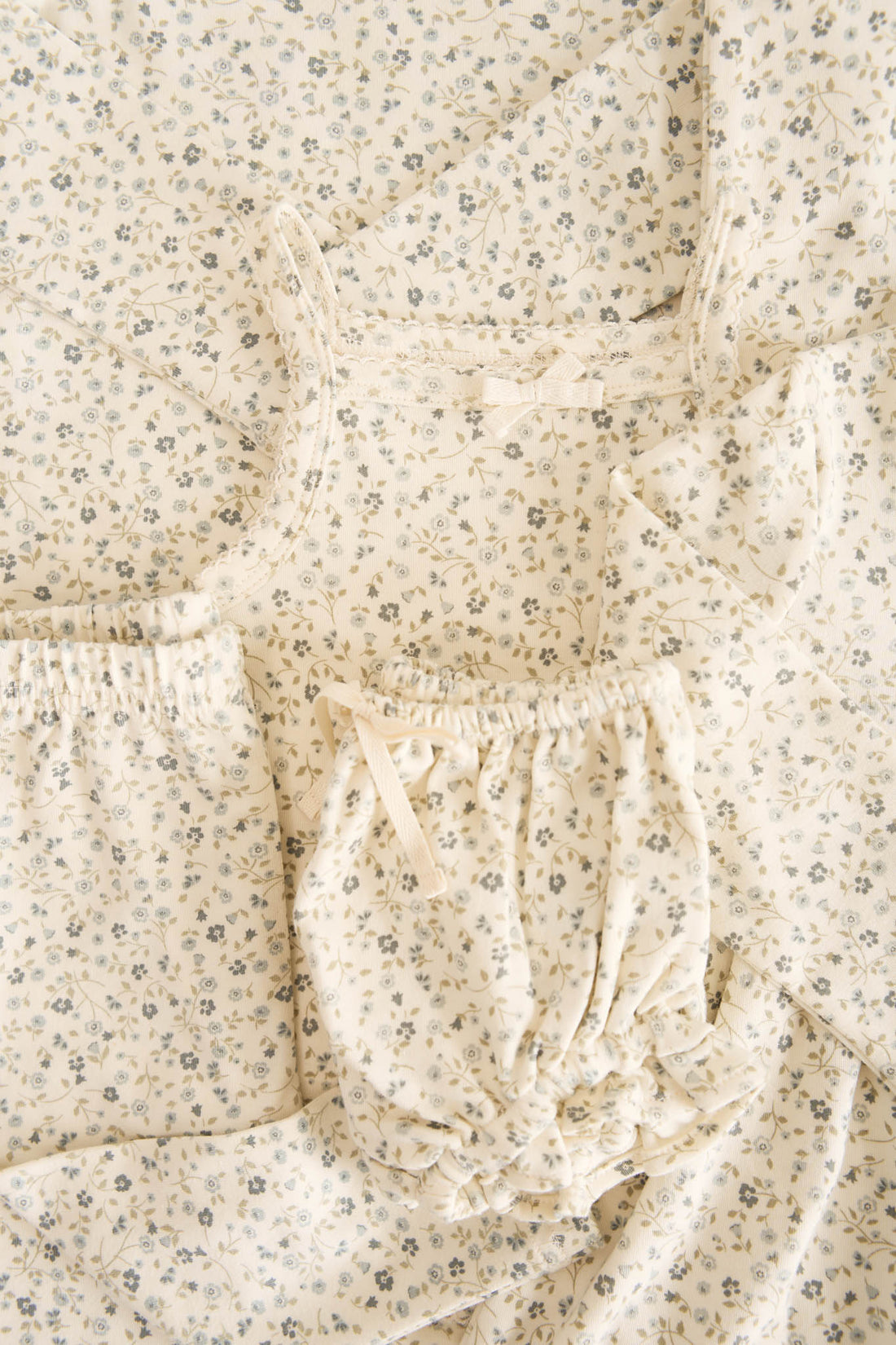 Organic Cotton Long Sleeve Bodysuit - Dainty Egret Blues Childrens Bodysuit from Jamie Kay USA