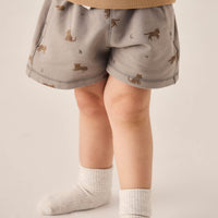Organic Cotton Jalen Short - Lenny Leopard Sage Childrens Short from Jamie Kay USA