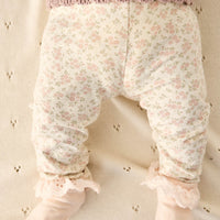 Organic Cotton Everyday Legging - Rosalie Floral Mauve Childrens Legging from Jamie Kay USA