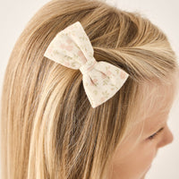Organic Cotton Bow 2PK - Rosalie Floral Mauve Childrens Bow from Jamie Kay USA