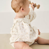 Organic Cotton Muslin Frances Playsuit - Nina Watercolour Floral Childrens Playsuit from Jamie Kay USA