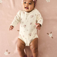 Organic Cotton Long Sleeve Bodysuit - Lauren Floral Tofu Childrens Bodysuit from Jamie Kay USA