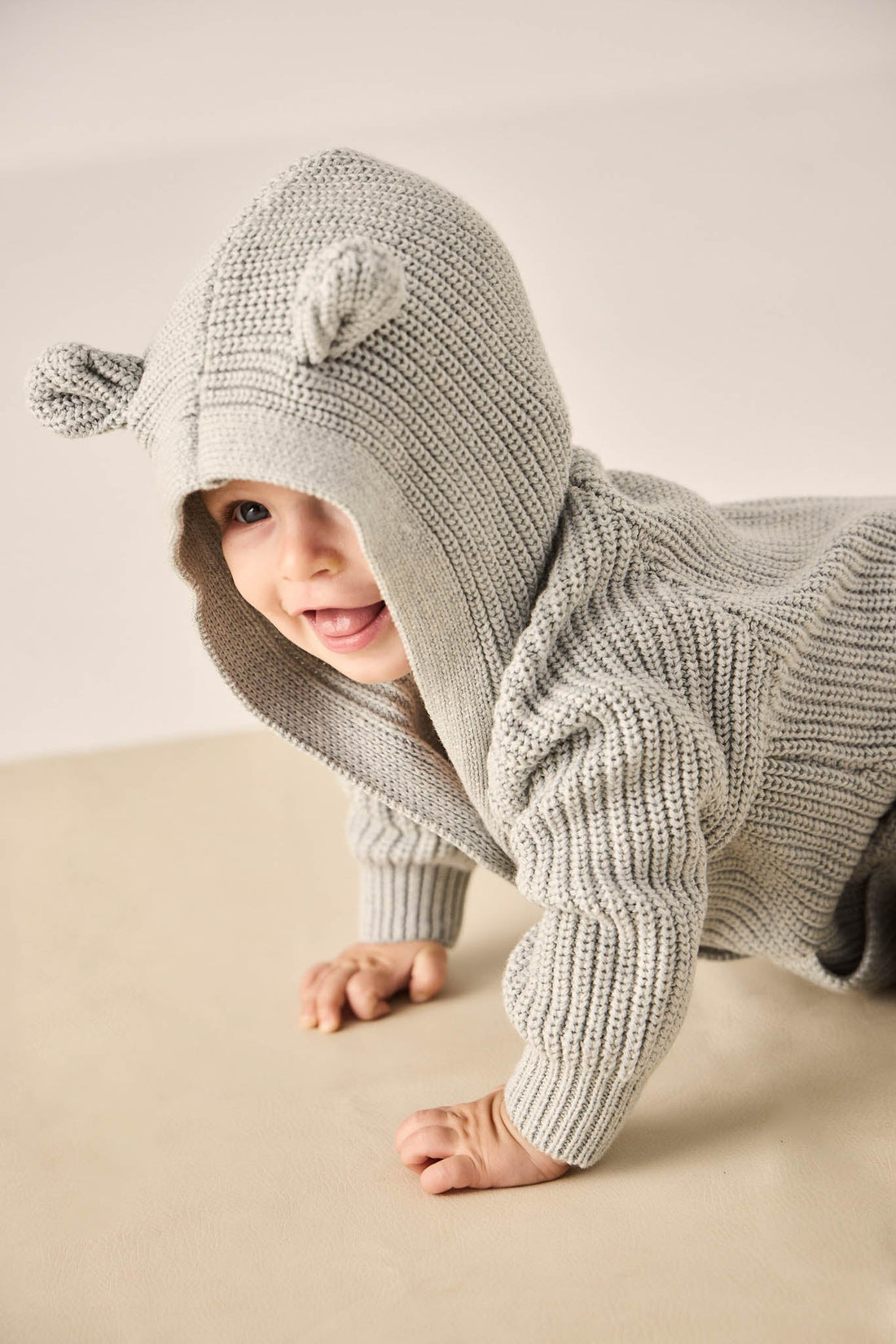 Bear Knit Onepiece - Ocean Spray Fleck Childrens Onepiece from Jamie Kay USA