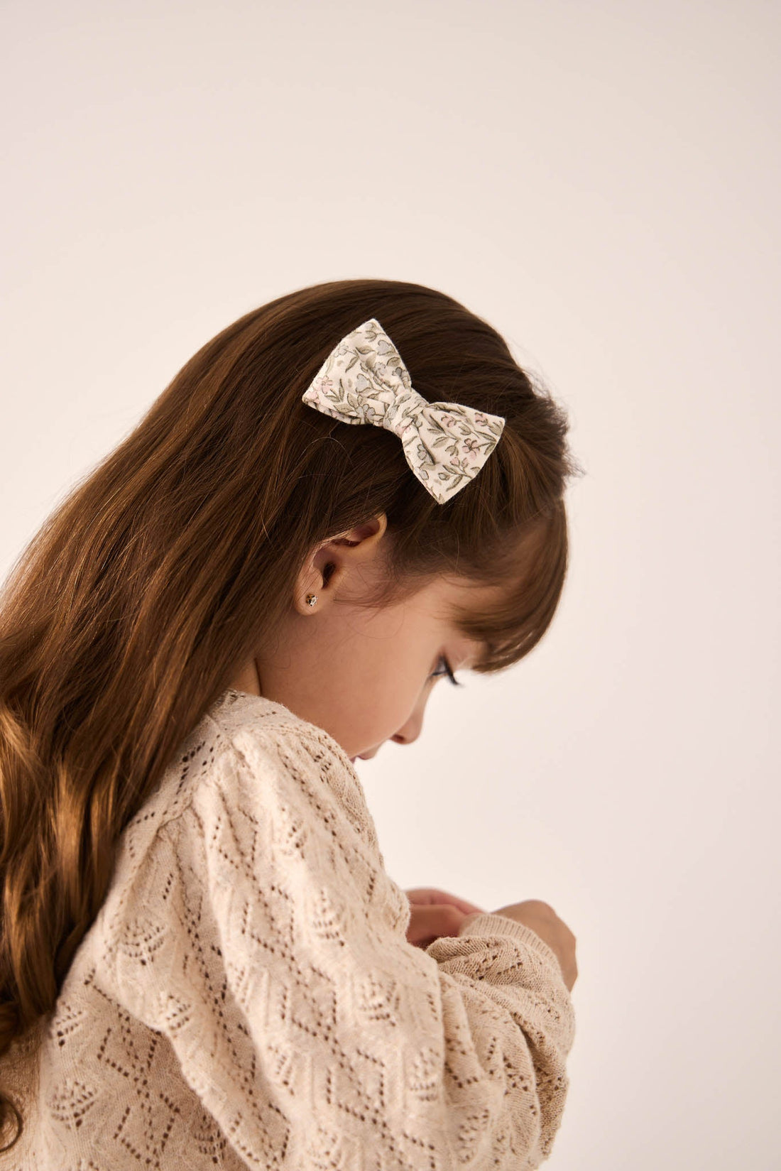 Organic Cotton Bow 2PK - Ariella Eggnog Childrens Bow from Jamie Kay USA