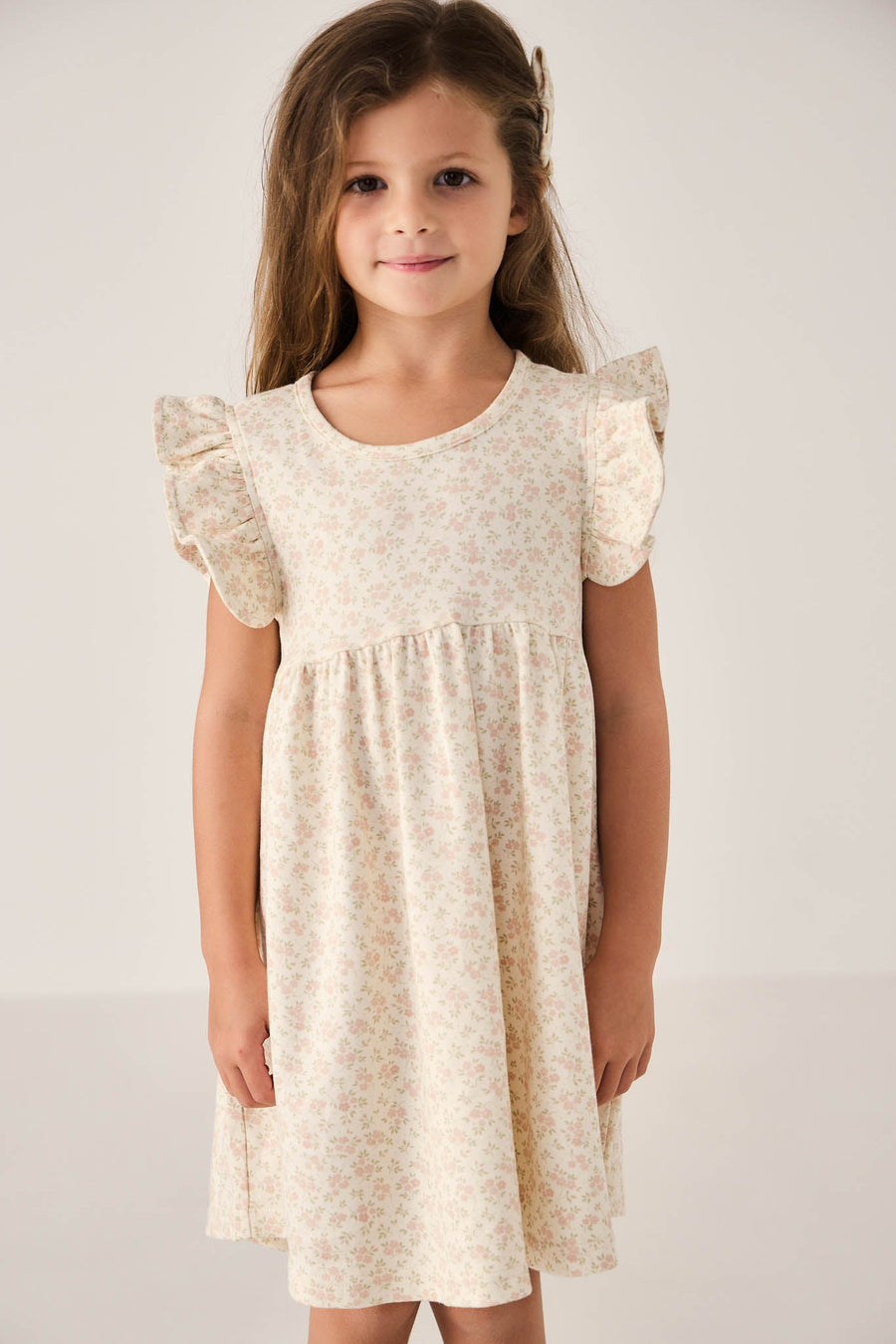 Organic Cotton Ada Dress - Rosalie Floral Mauve Childrens Dress from Jamie Kay USA