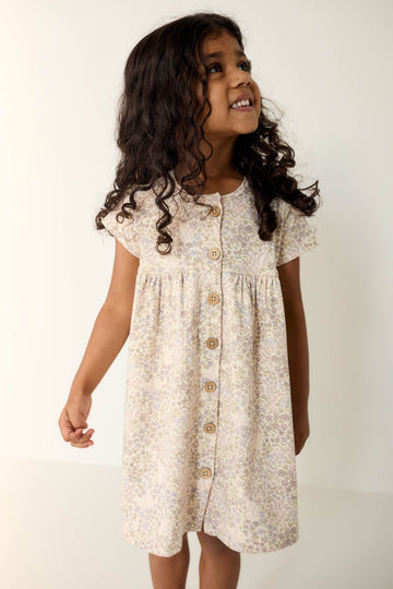Organic Cotton Lola Dress - April Floral Mauve Childrens Dress from Jamie Kay USA