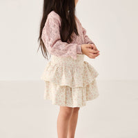 Organic Cotton Ruby Skirt - Rosalie Floral Mauve Childrens Skirt from Jamie Kay USA